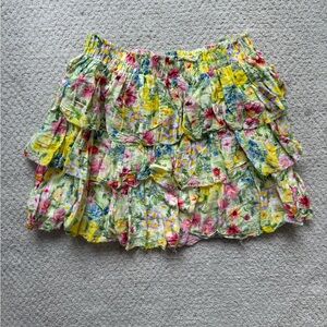 LoveShackFancy Brynlee tiered ruffle mini skirt size S